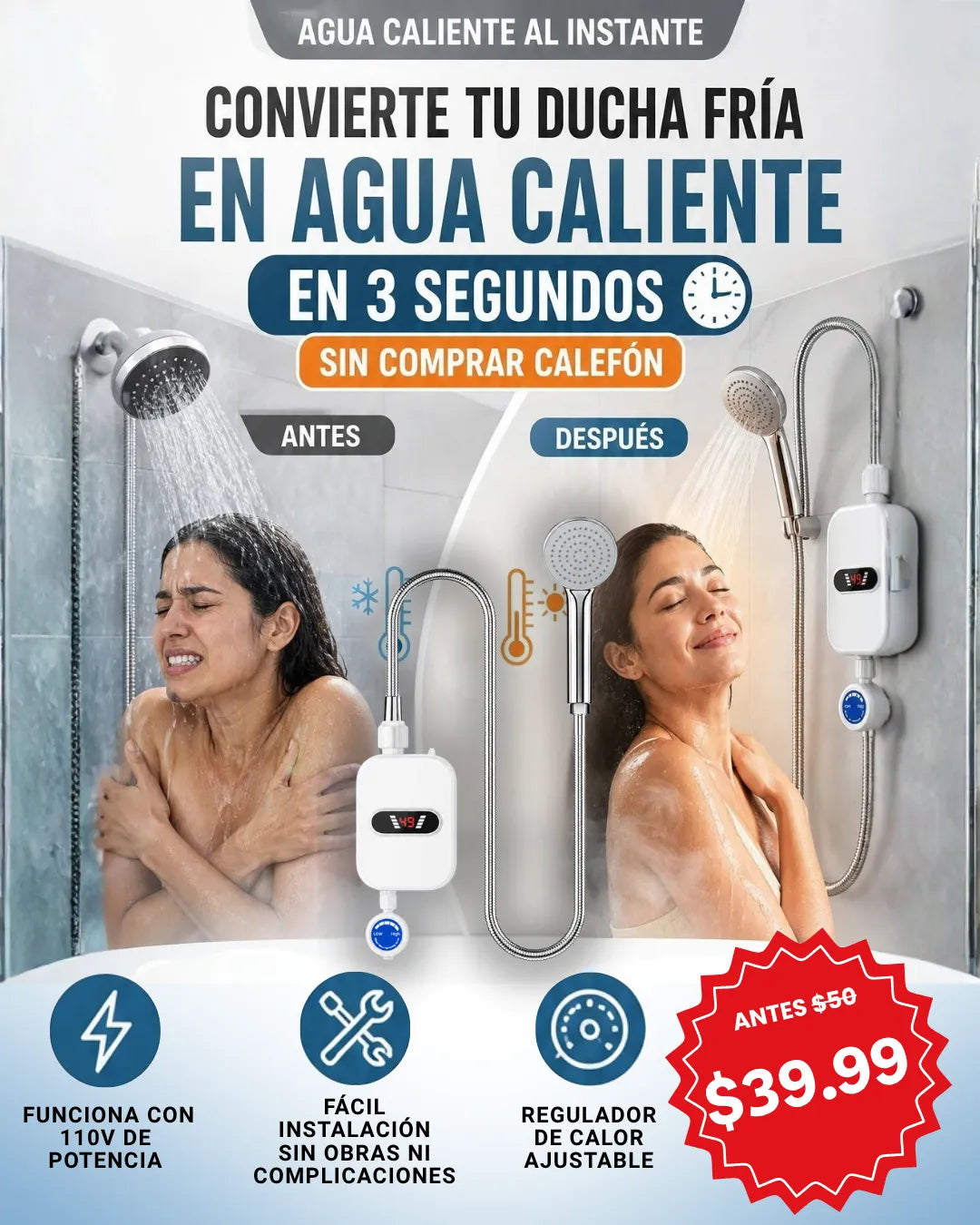 Calentador Eléctrico Automático 100V